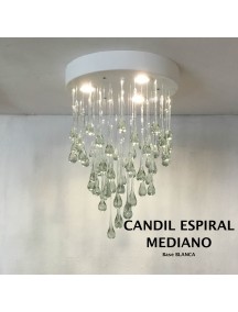 Candil Espiral Mediano Cristal Base Blanca